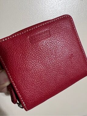 Levenger Red Leather Zip Wallet